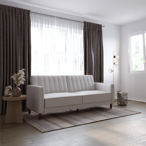 DHP Pin Tufted Futon Sofa Bed - White