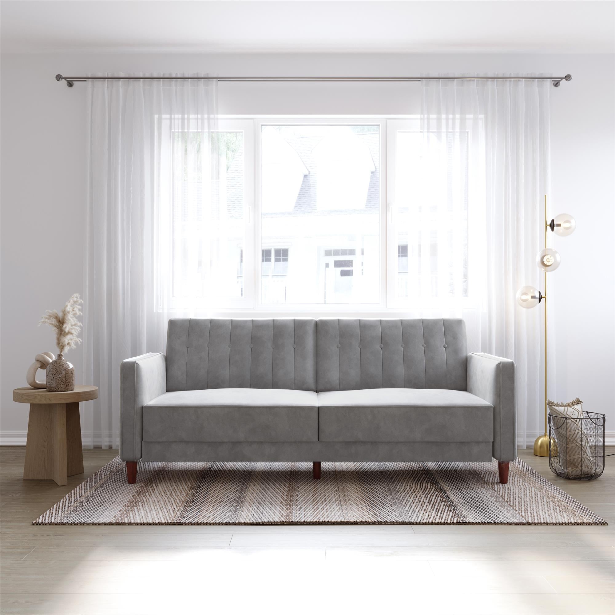 DHP Pin Tufted Futon Sofa Bed - Light Gray