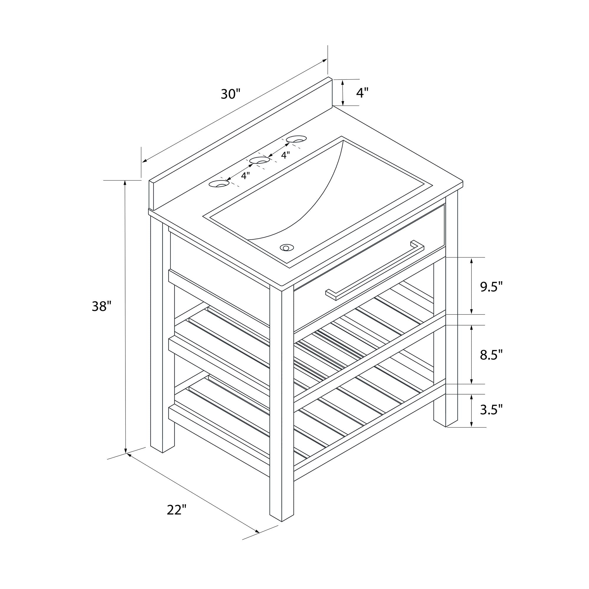 DHP Camden 30" Bathroom Vanity - Gray - 30"