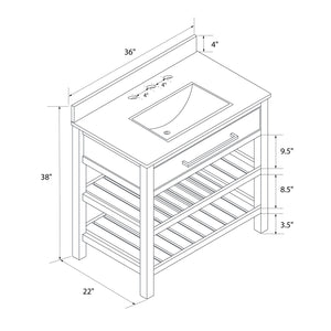 DHP Camden 36" Bathroom Vanity - White - 36"