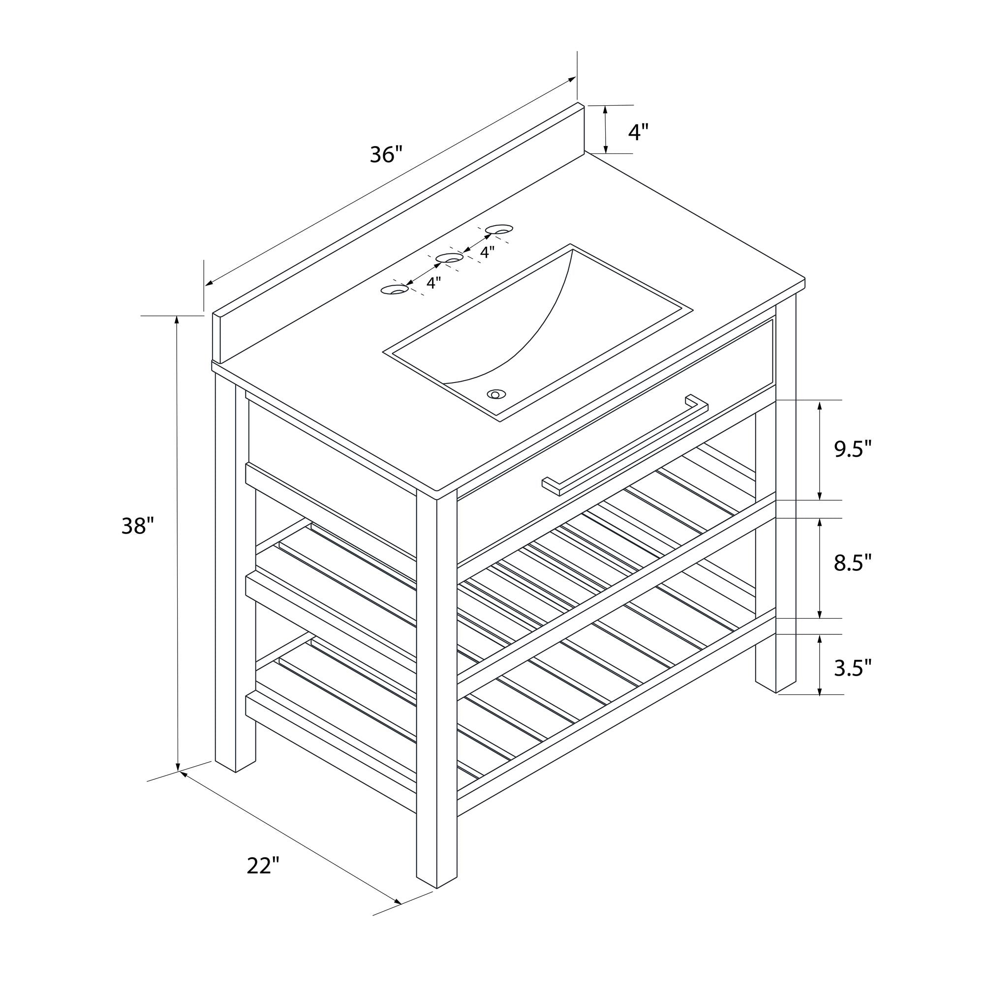 DHP Camden 36" Bathroom Vanity - Gray - 36"
