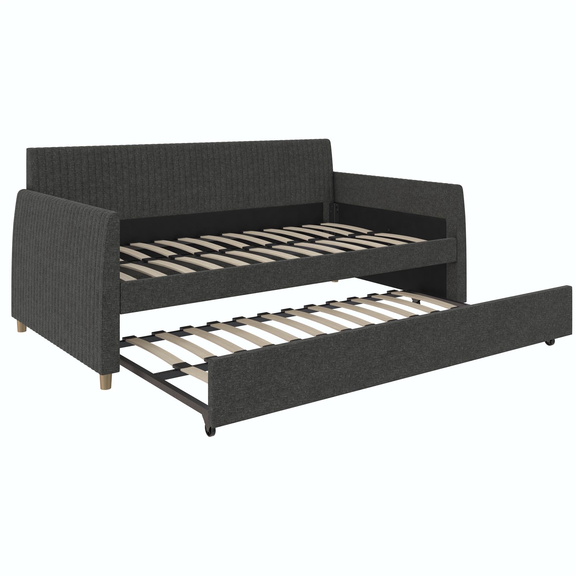 Mr. Kate Daphne Upholstered Daybed with Trundle - Dark Gray - Twin-Over-Twin
