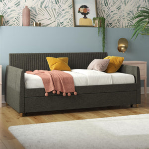 Mr. Kate Daphne Upholstered Daybed with Trundle - Dark Gray - Twin-Over-Twin