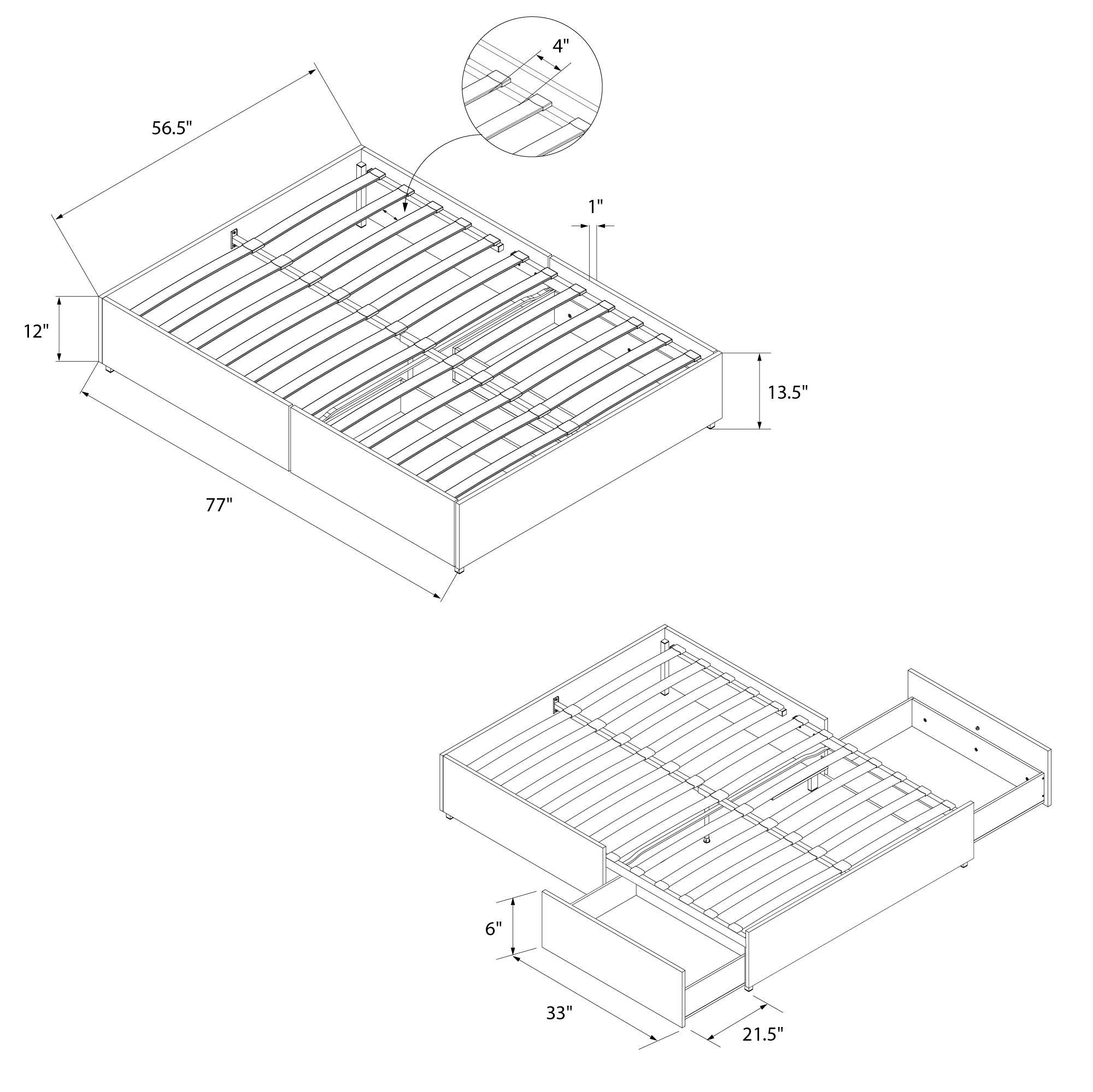 DHP Maven Platform Bed with Storage, Full, Gray Linen - Grey Linen - Full