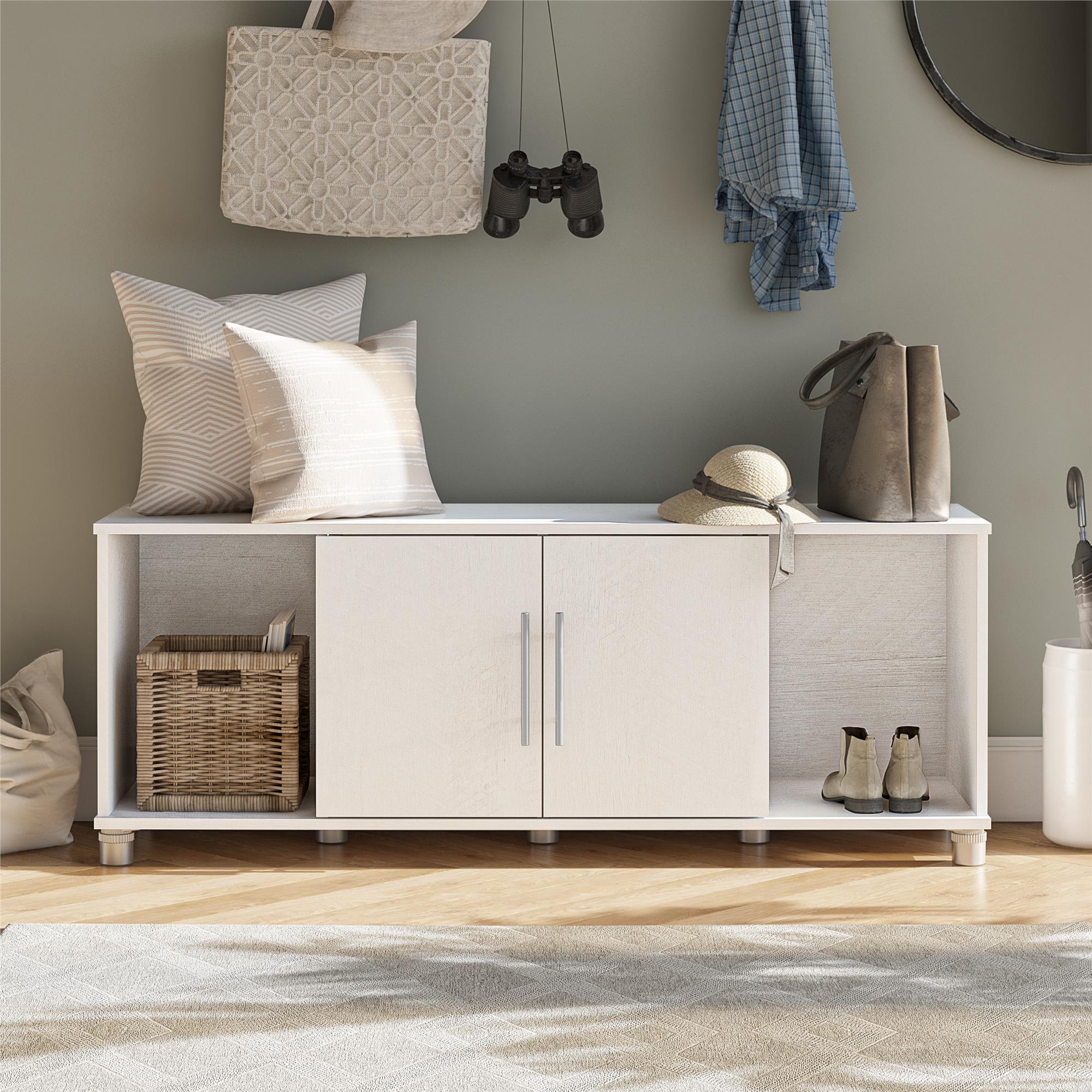 Systembuild Evolution Camberly Shoe Storage Bench - Ivory Oak