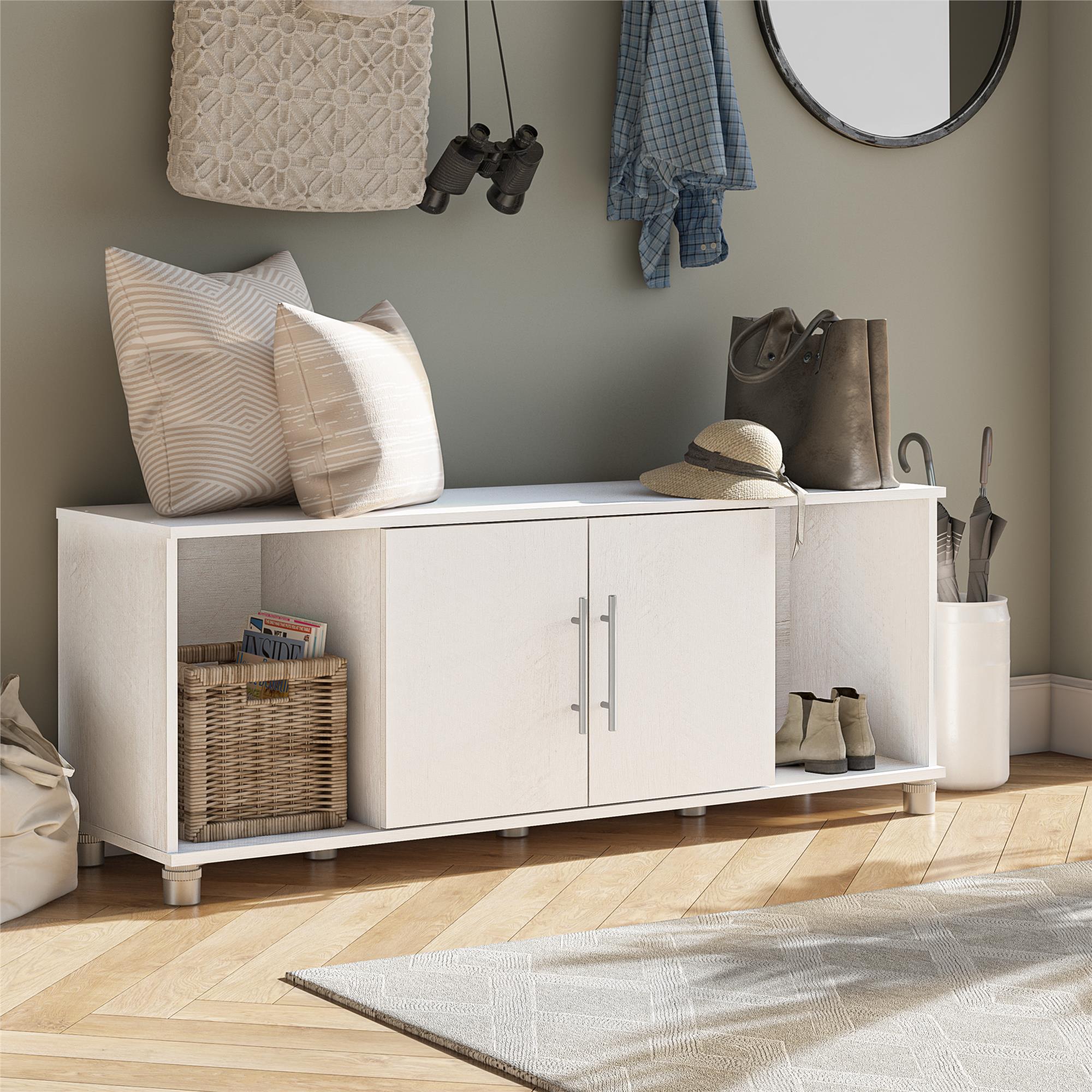 Systembuild Evolution Camberly Shoe Storage Bench - Ivory Oak