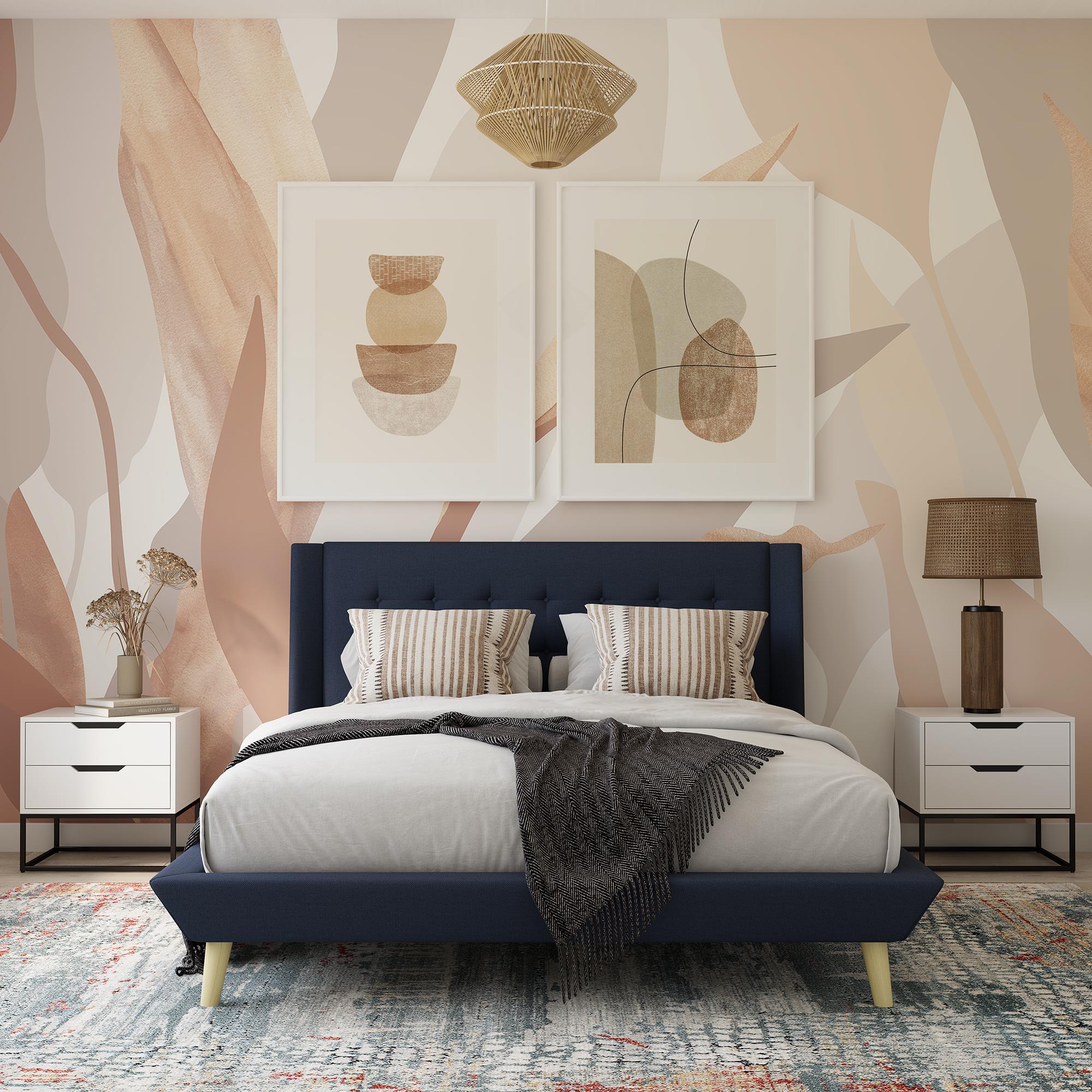 DHP Aliyah Upholstered Bed Frame - Blue - Queen
