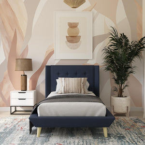 DHP Aliyah Upholstered Bed Frame - Blue - Twin