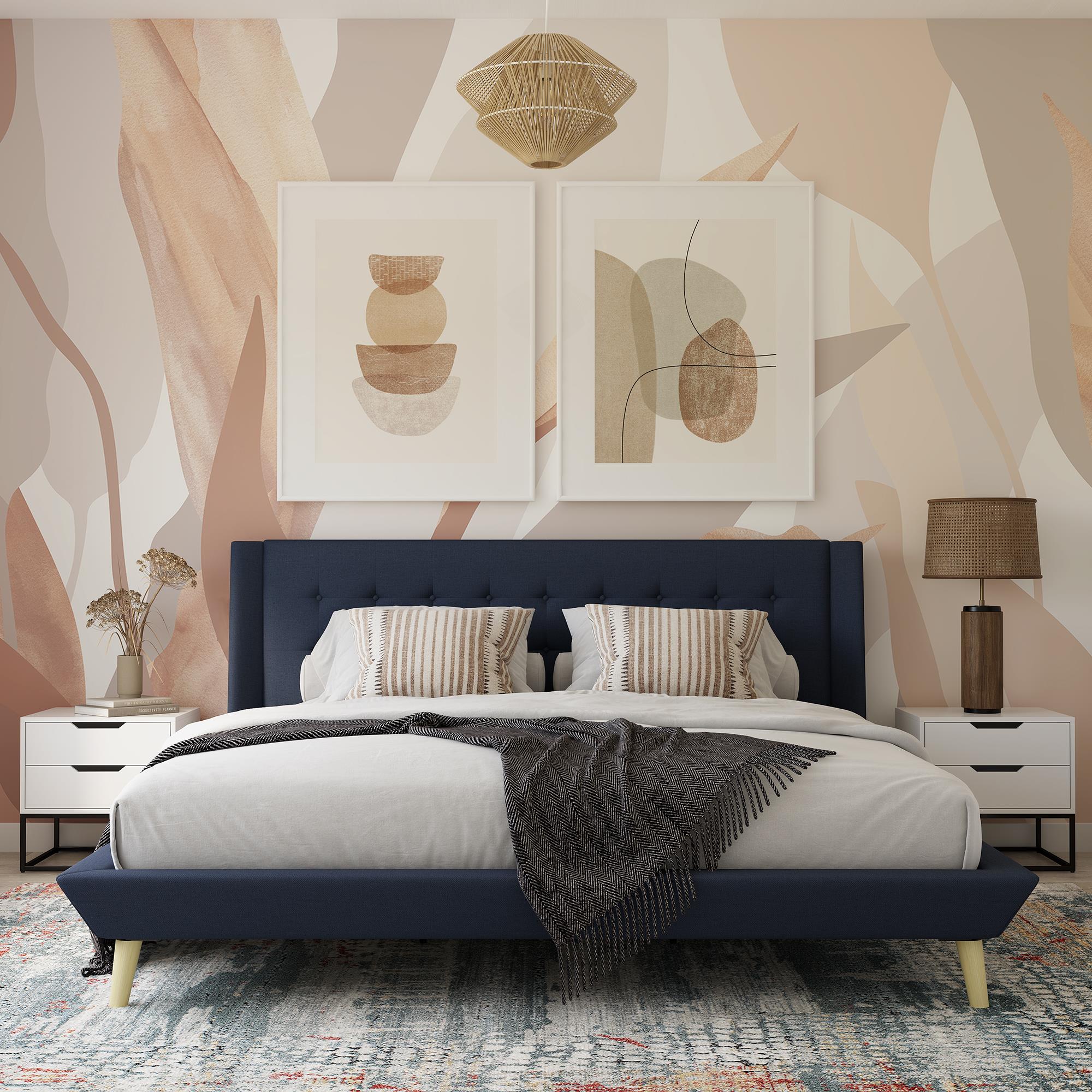 DHP Aliyah Upholstered Bed Frame - Blue - King