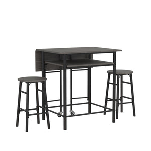 RealRooms Jace Kitchen Pub Set with Drop Leaf - Gray