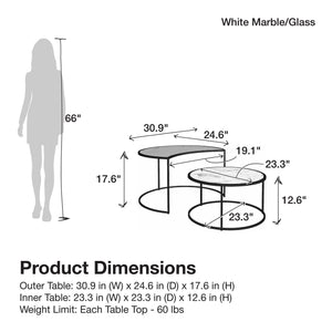 Mr. Kate Moon Phases Nesting Coffee Tables - White marble