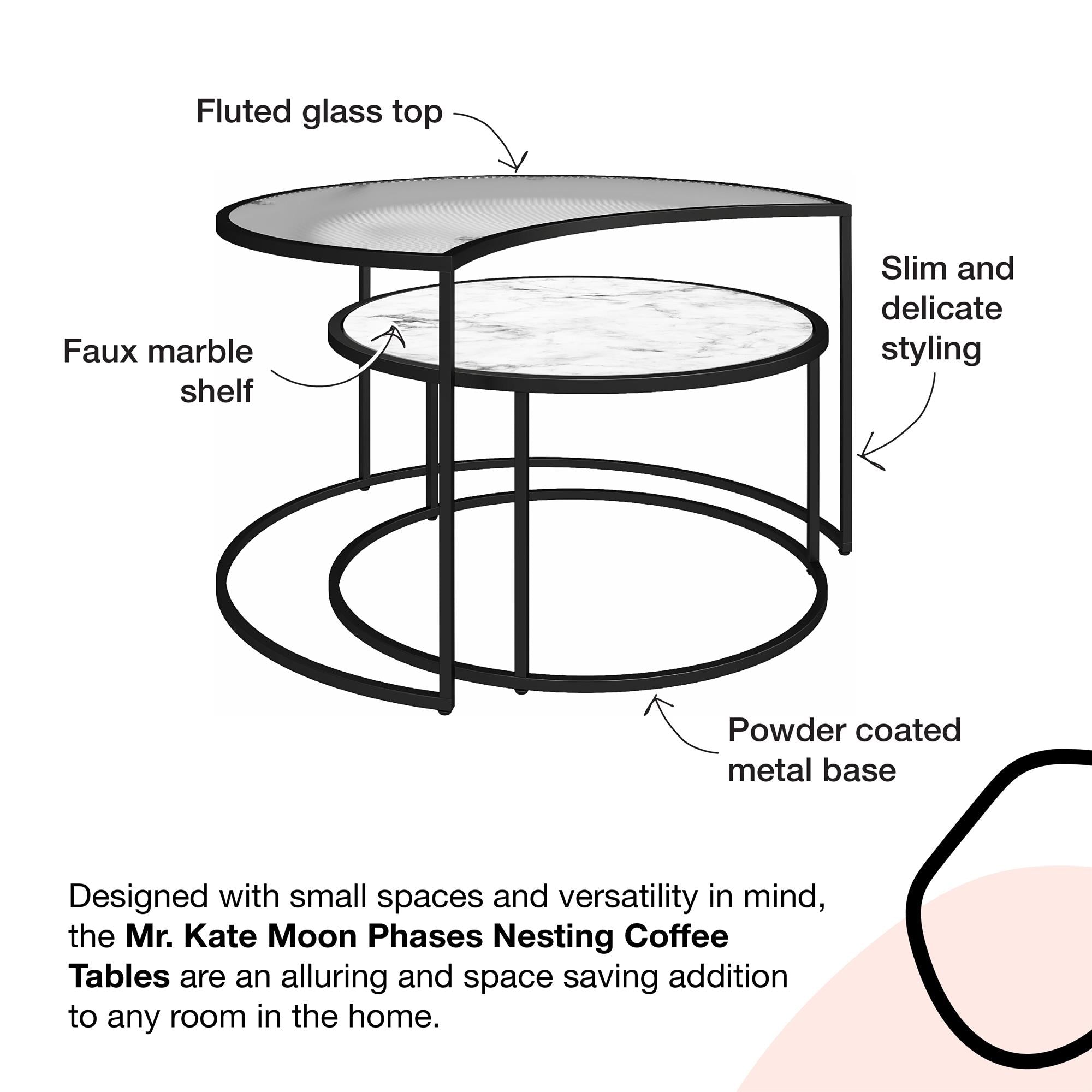 Mr. Kate Moon Phases Nesting Coffee Tables - White marble