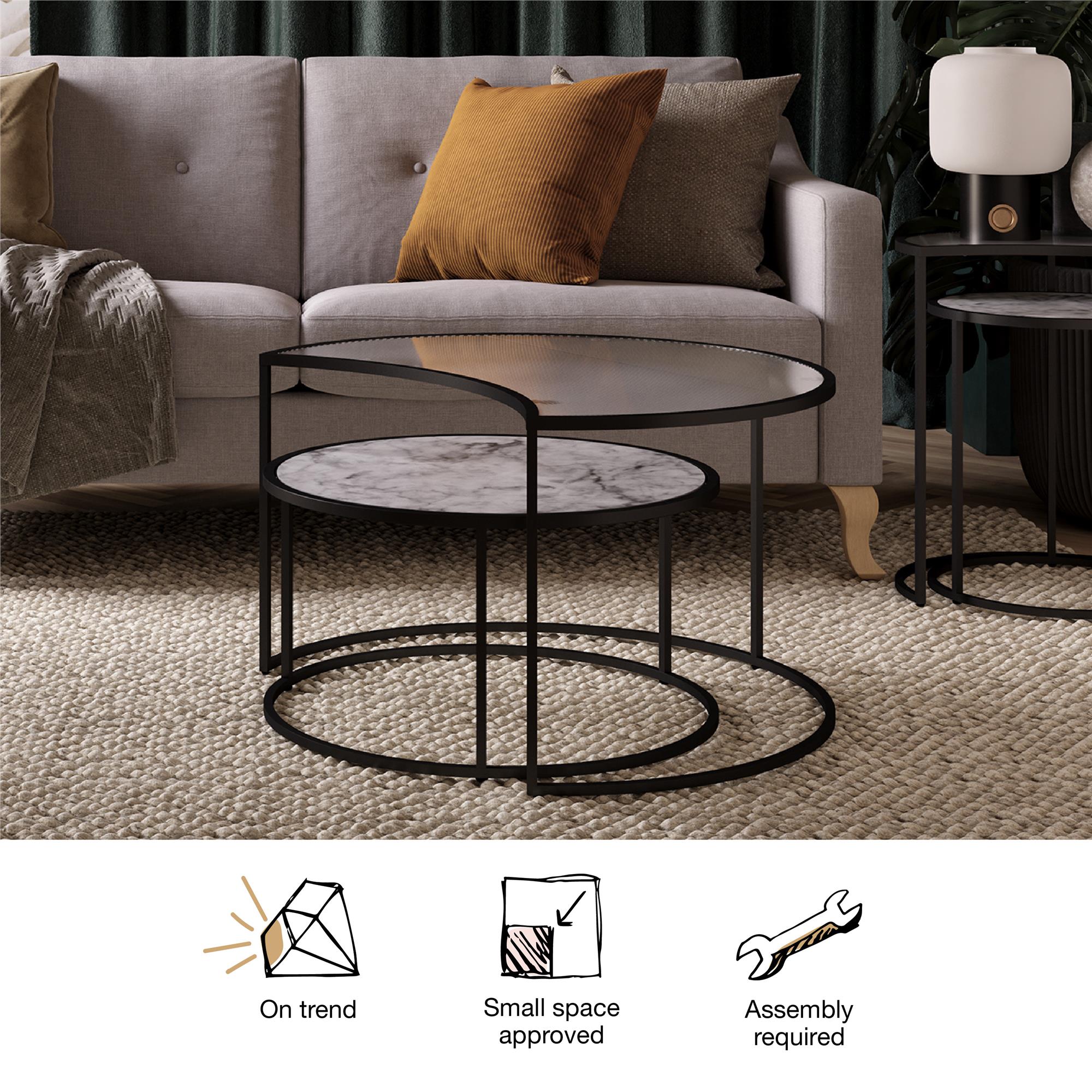 Mr. Kate Moon Phases Nesting Coffee Tables - White marble