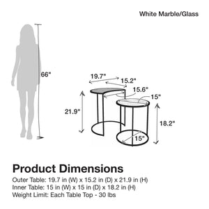 Mr. Kate Moon Phases Nesting End Tables - White marble