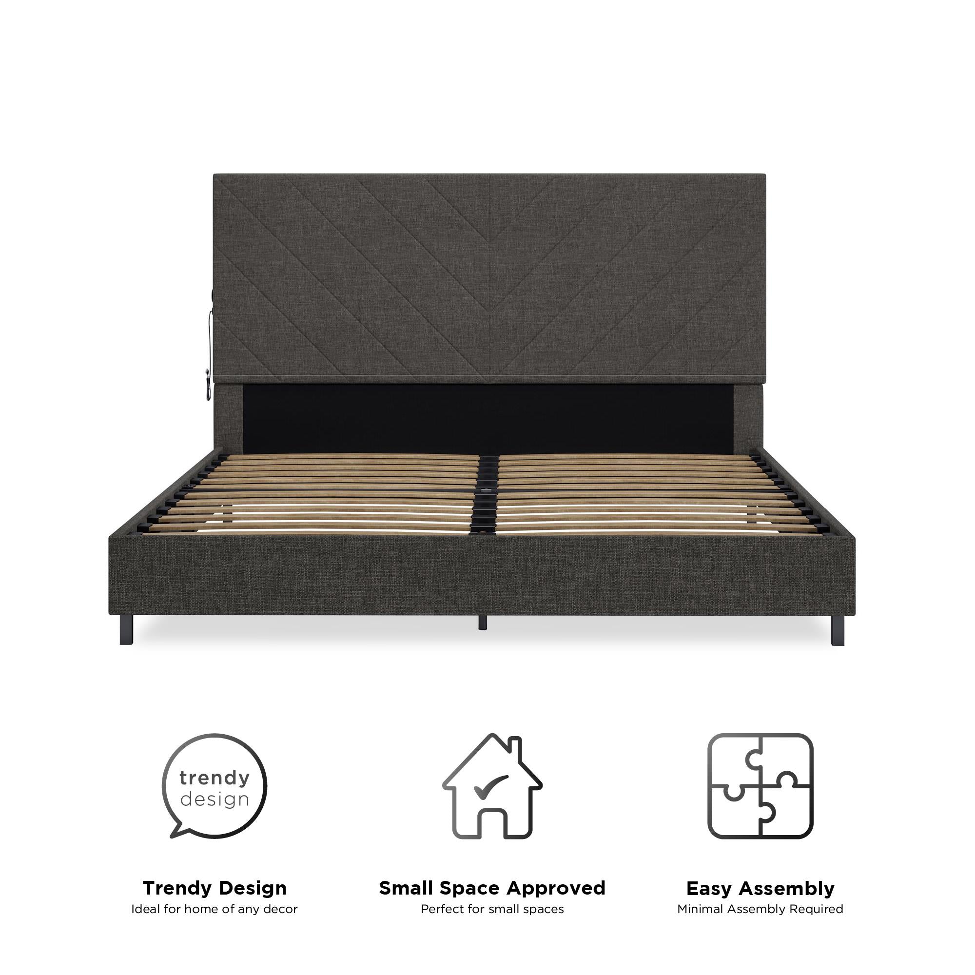 DHP Paxson Futon Sofa Bed with USB - Gray - Queen