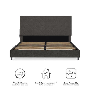 DHP Paxson Futon Sofa Bed with USB - Gray - Queen