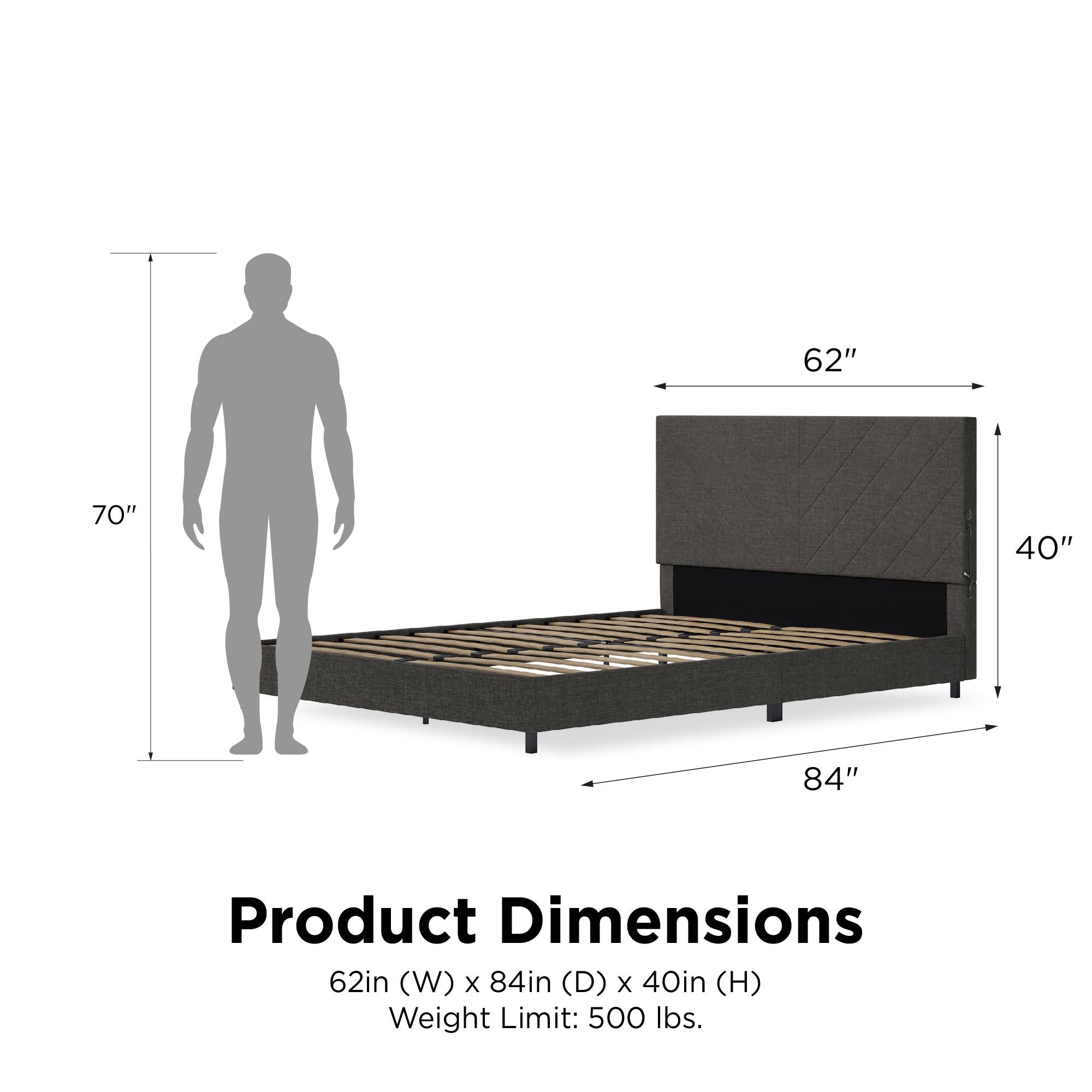 DHP Paxson Futon Sofa Bed with USB - Gray - Queen