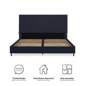 DHP Paxson Futon Sofa Bed with USB - Navy - Queen