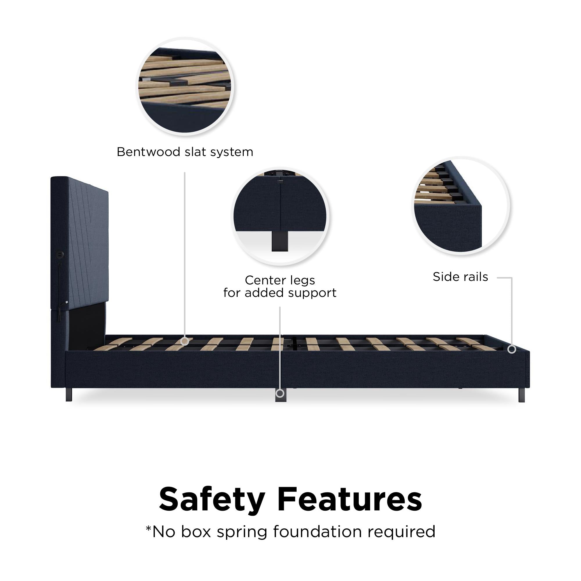 DHP Paxson Futon Sofa Bed with USB - Navy - Queen
