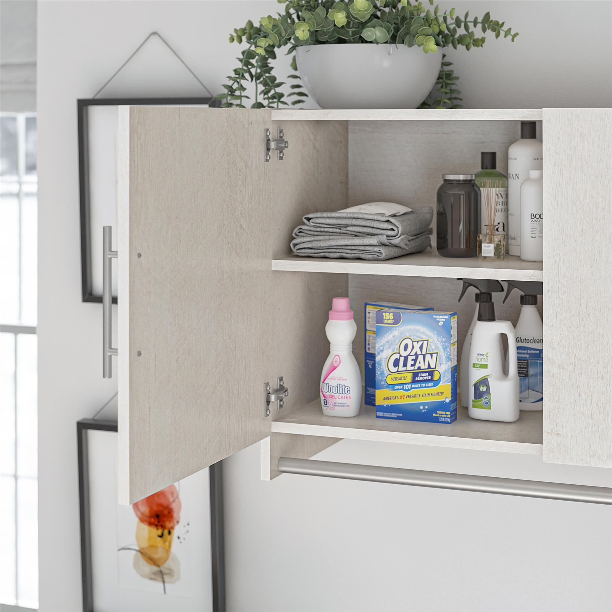 Systembuild Evolution Camberly 3 Door Wall Cabinet with Hanging Rod - Ivory Oak
