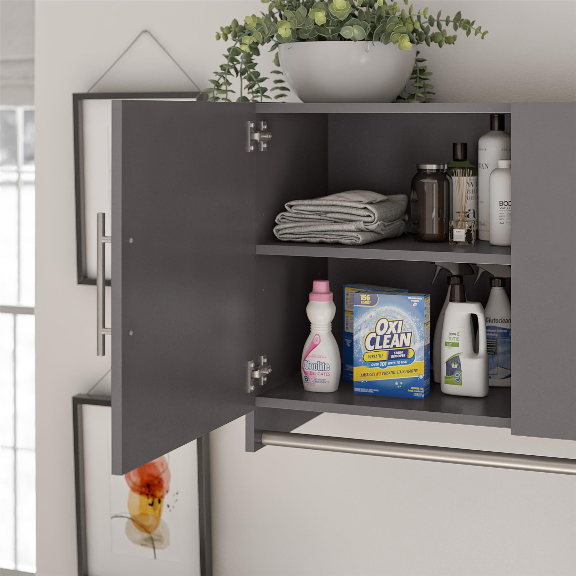 Systembuild Evolution Camberly 3 Door Wall Cabinet with Hanging Rod - Graphite Grey