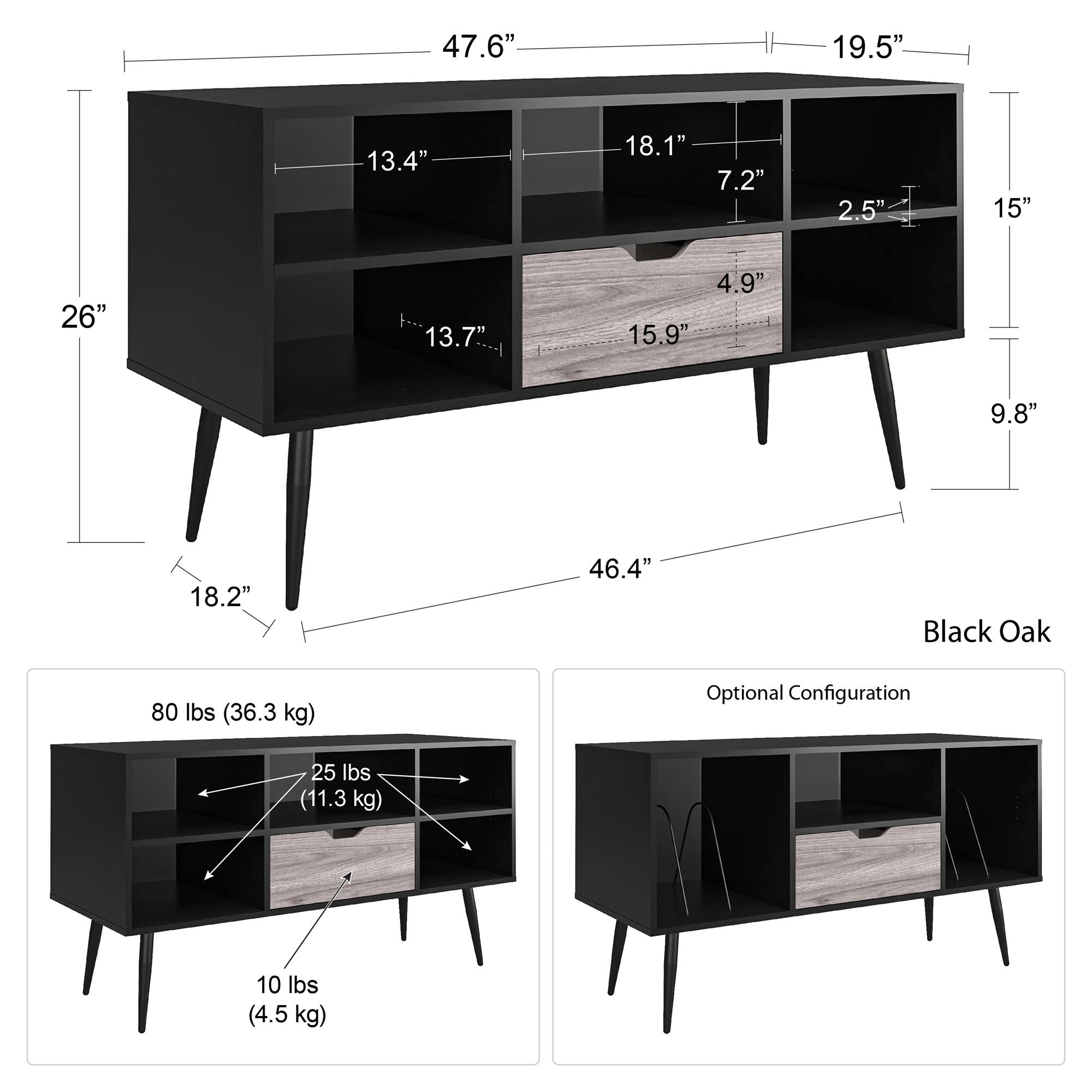 Ameriwood Home Grafton TV Stand for TVs up to 55" - Black Oak