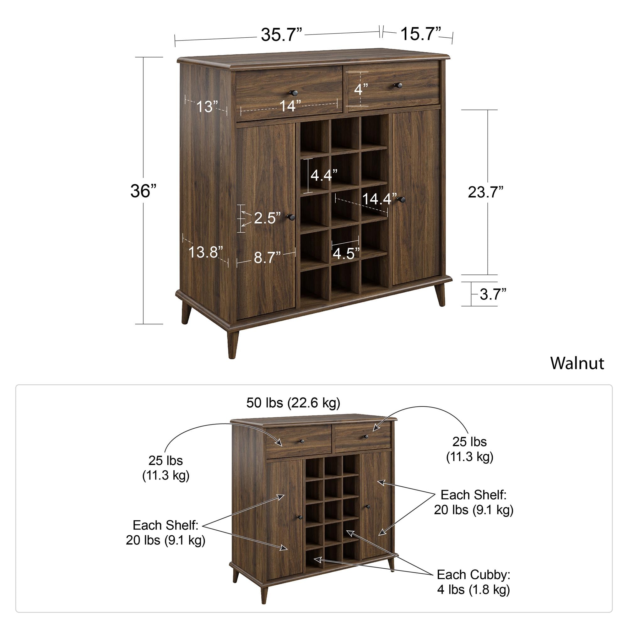 Ameriwood Home Farnsworth Bar Cabinet - Florence Walnut