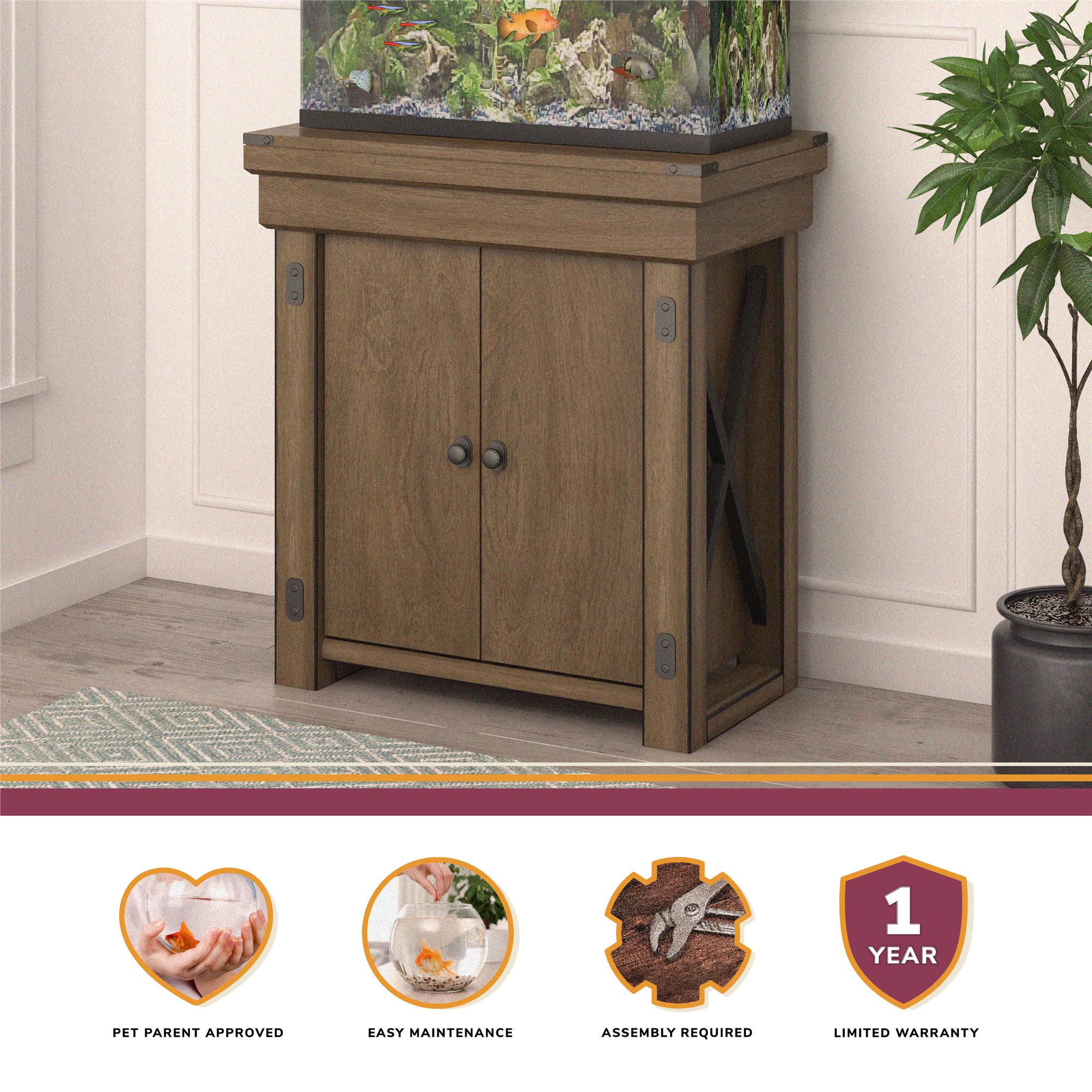Ollie & Hutch Wildwood 20 Gallon Aquarium or Terrarium Stand - Rustic Gray