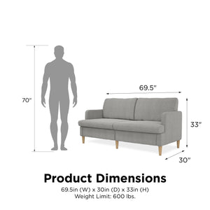 RealRooms Corah Pillowtop Sofa - Light Gray