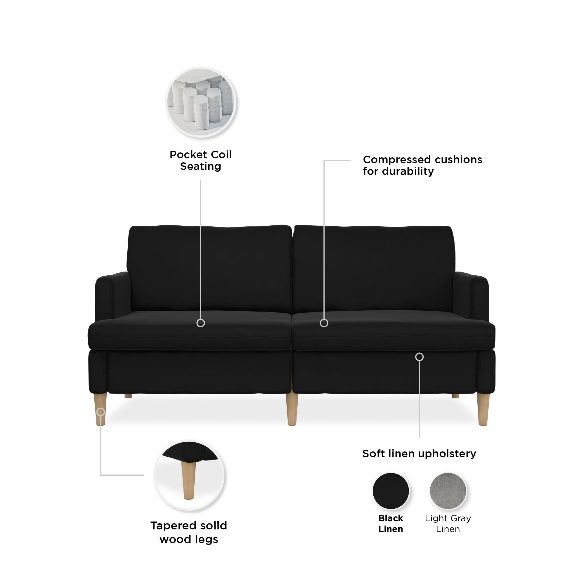 RealRooms Corah Pillowtop Sofa - Black