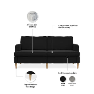 RealRooms Corah Pillowtop Sofa - Black