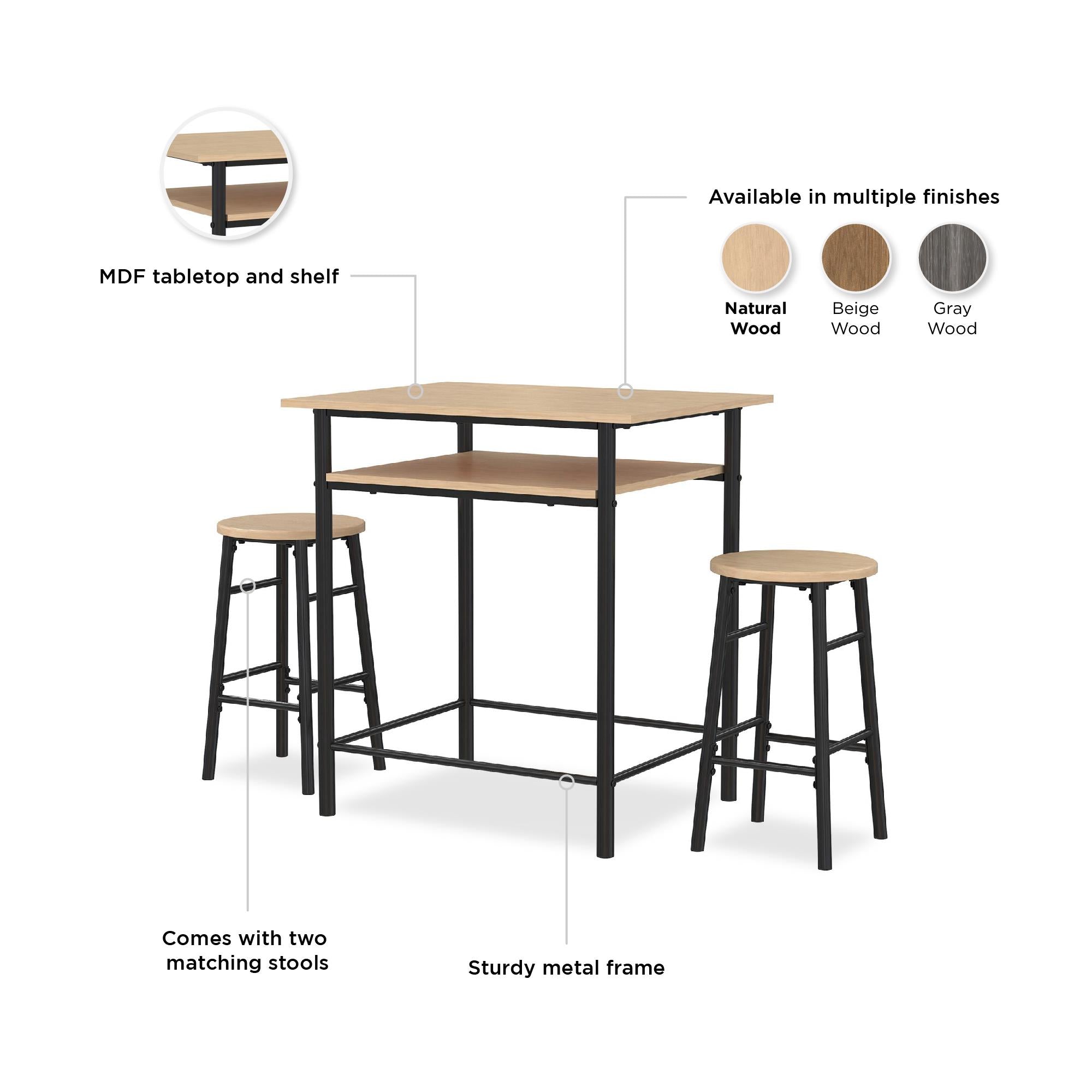 RealRooms Jace Kitchen Pub Set - Natural