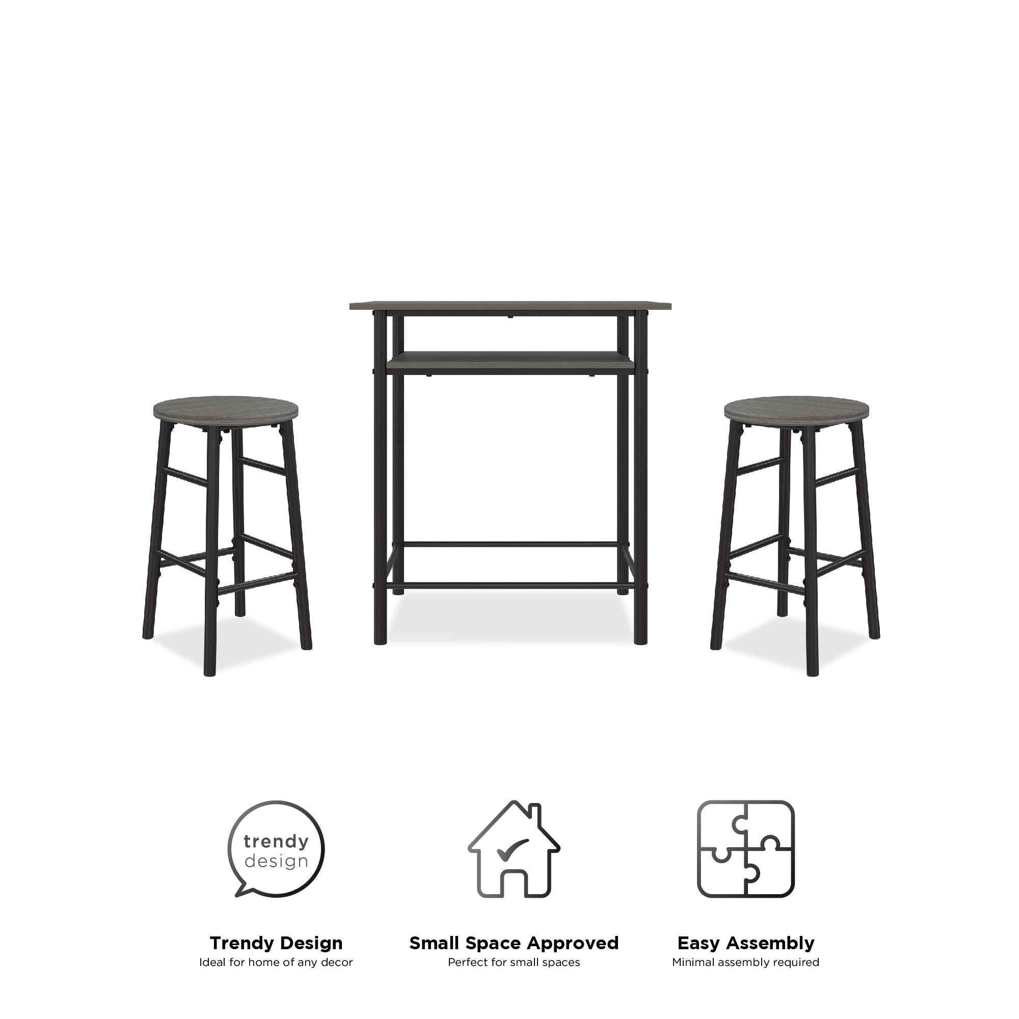 RealRooms Jace Kitchen Pub Set - Gray