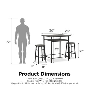 RealRooms Jace Kitchen Pub Set - Gray