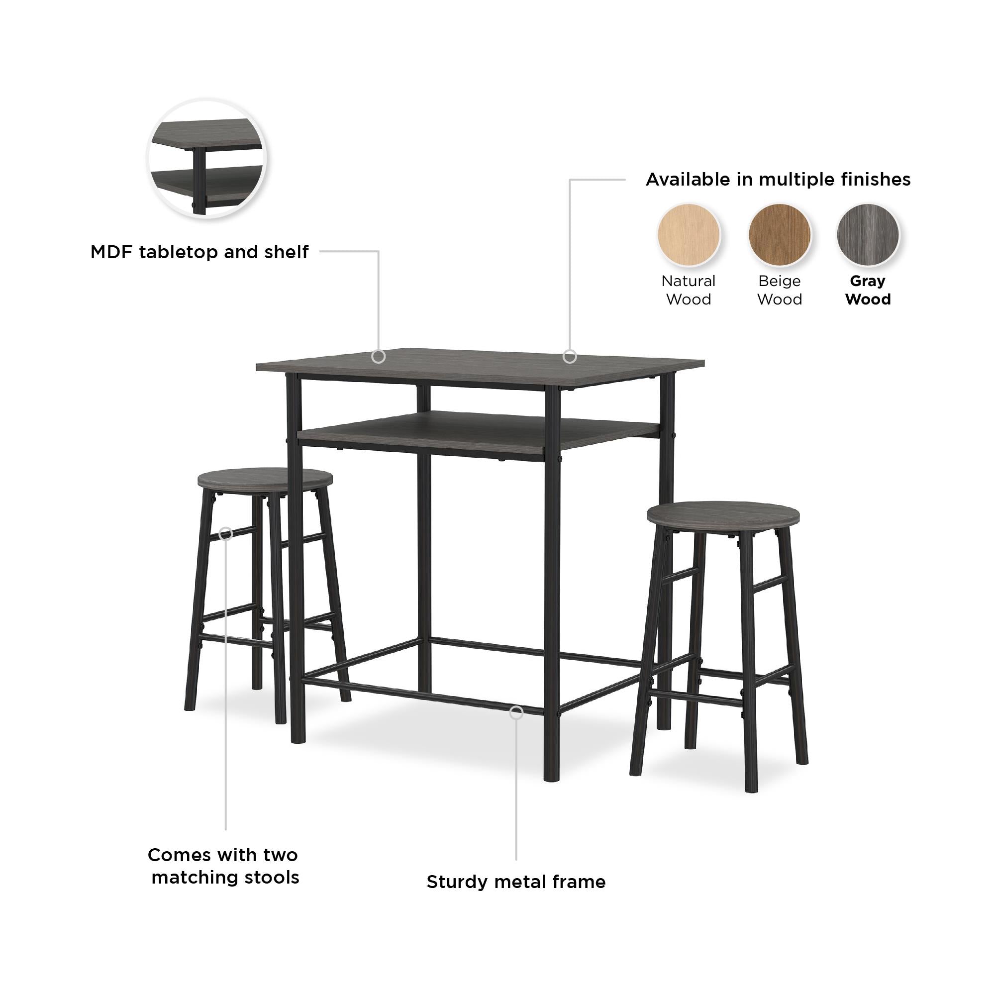RealRooms Jace Kitchen Pub Set - Gray