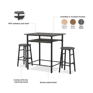 RealRooms Jace Kitchen Pub Set - Gray