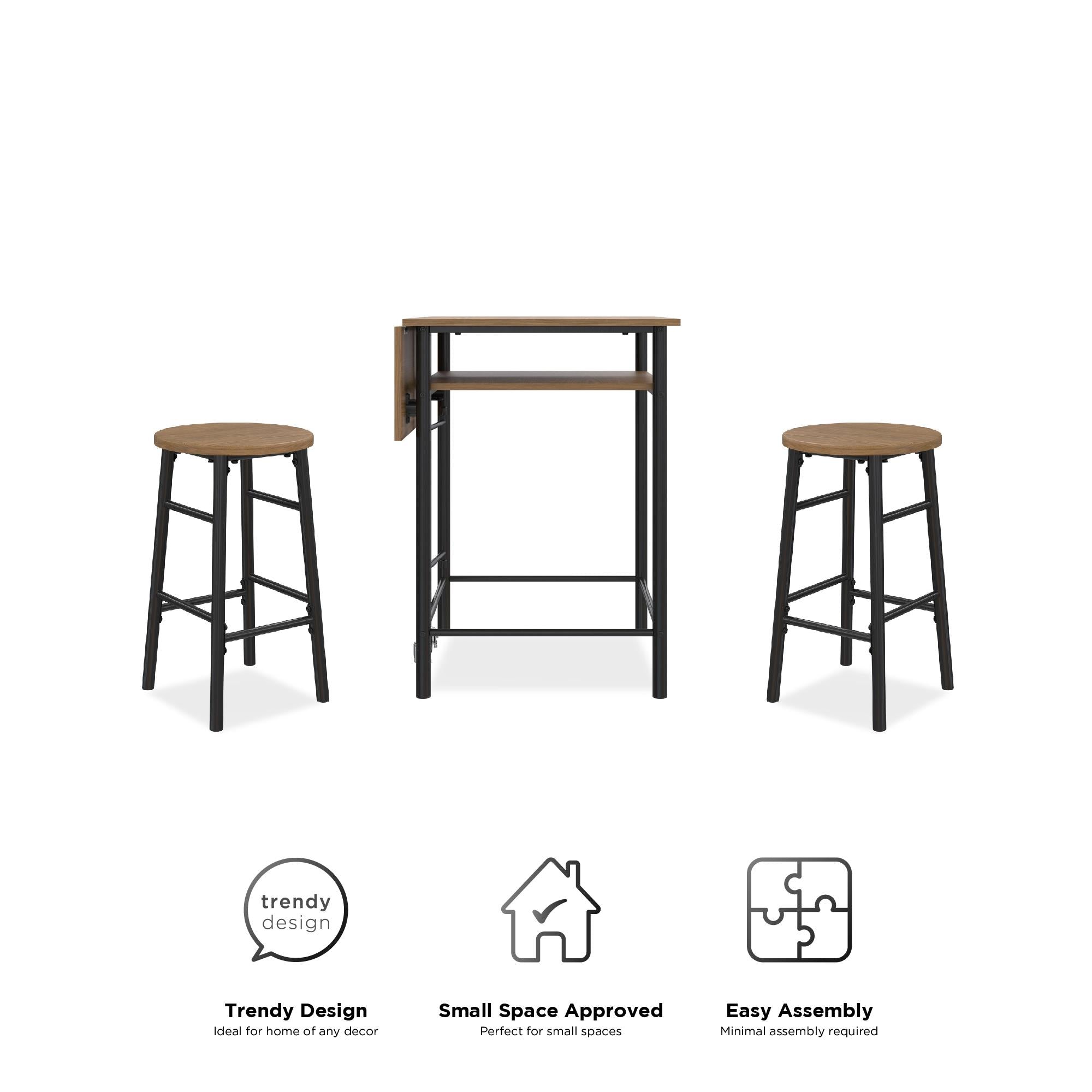 RealRooms Jace Kitchen Pub Set with Drop Leaf - Beige