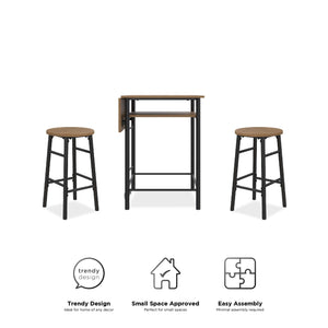 RealRooms Jace Kitchen Pub Set with Drop Leaf - Beige