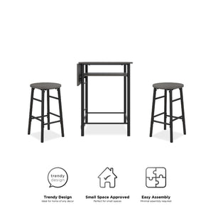 RealRooms Jace Kitchen Pub Set with Drop Leaf - Gray