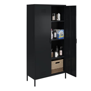 Systembuild Evolution Mission District Tall 2 Door Metal Locker Cabinet - Black