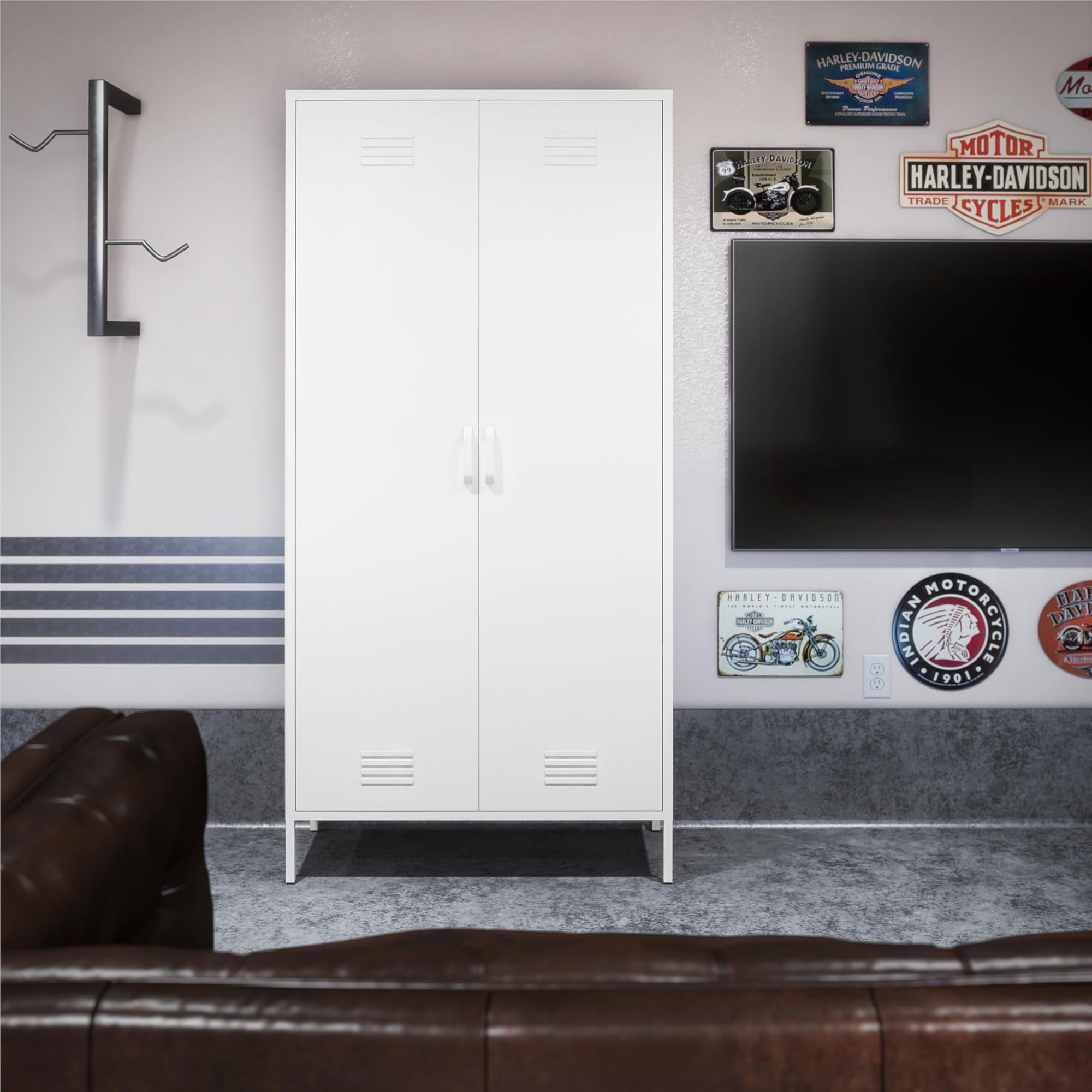 Systembuild Evolution Mission District Tall 2 Door Metal Locker Cabinet - White