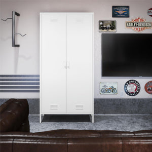 Systembuild Evolution Mission District Tall 2 Door Metal Locker Cabinet - White