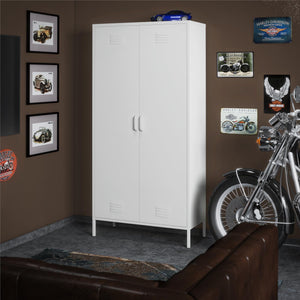 Systembuild Evolution Mission District Tall 2 Door Metal Locker Cabinet - White