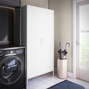 Systembuild Evolution Mission District Tall 2 Door Metal Locker Cabinet - White