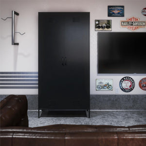 Systembuild Evolution Mission District Tall 2 Door Metal Locker Cabinet - Black