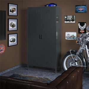 Systembuild Evolution Mission District Tall 2 Door Metal Locker Cabinet - Black