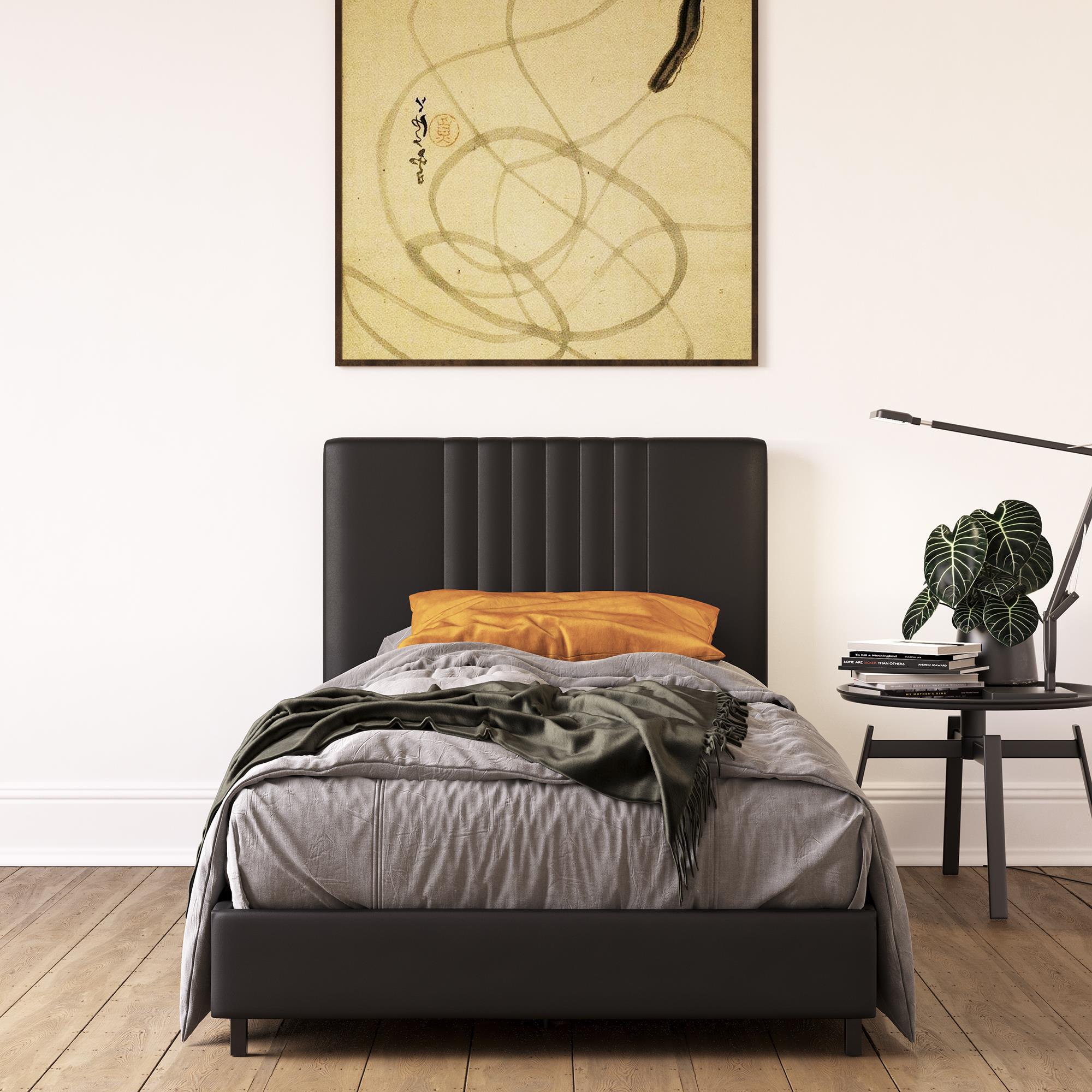 RealRooms Rio Upholstered Bed - Black - Twin