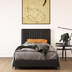 RealRooms Rio Upholstered Bed - Black - Twin