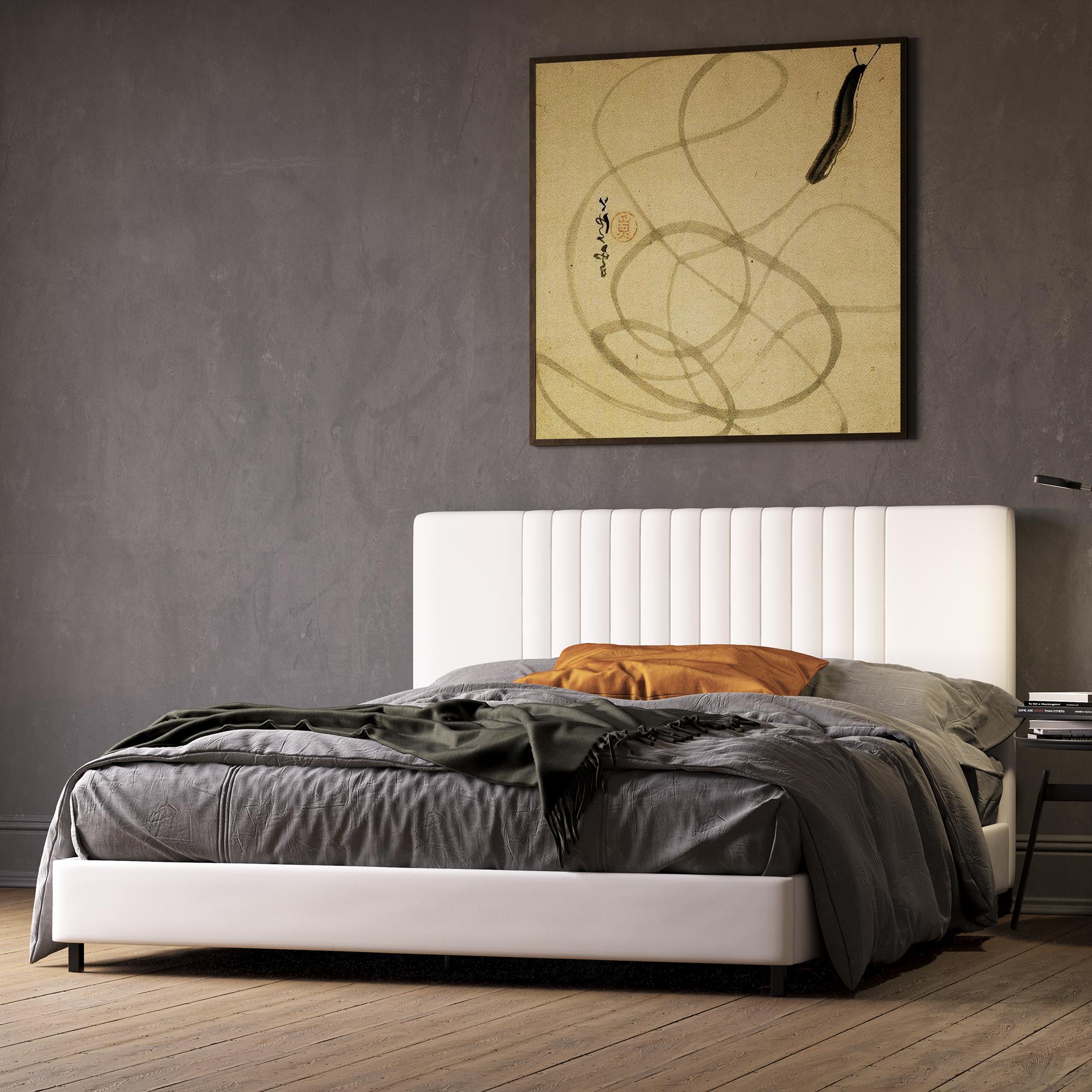 RealRooms Rio Upholstered Bed - White - Queen