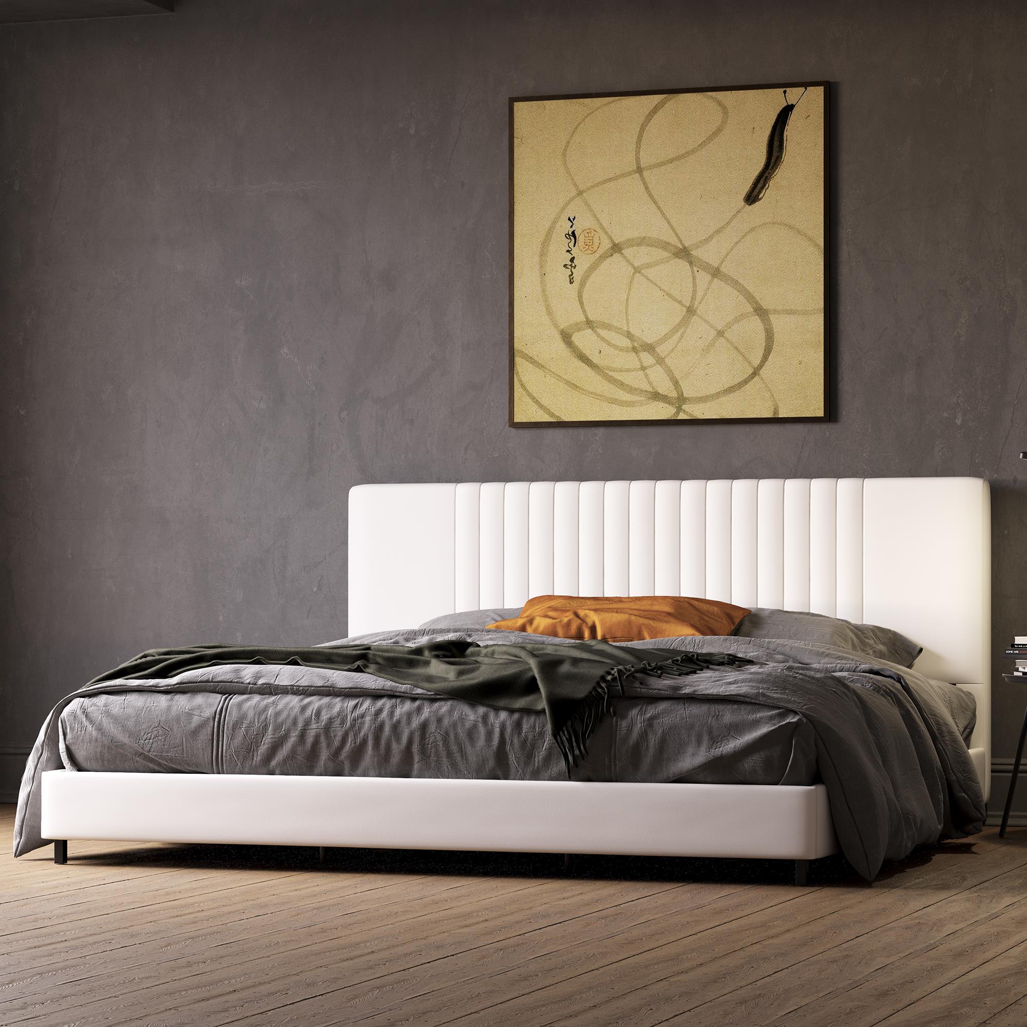 RealRooms Rio Upholstered Bed - White - King
